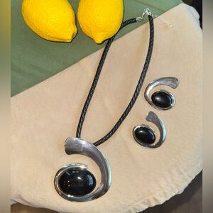 Silver and Black Jewelry Set